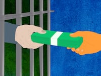 Donald Trump bribe illustration