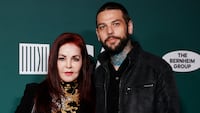 Priscilla Presley and her son, Navarone Garibaldi, attend Last Chance for Animals' 40th Anniversary Gala at New York Backlot of Paramount Studios in Los Angeles, October 19, 2024.