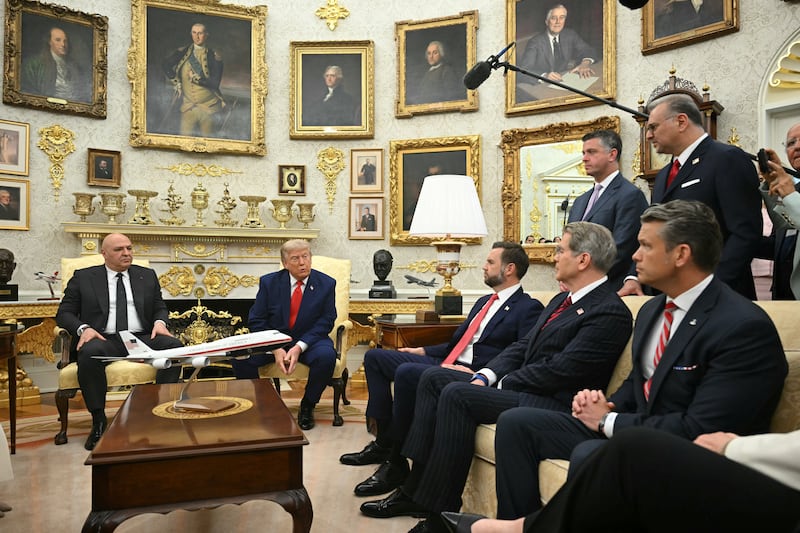 US President Donald Trump speaks during a meeting with Lebanese President Joseph Aoun in the Oval Office on July 21, 2026.