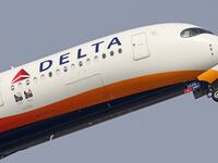 Delta Airlines plane taking off.