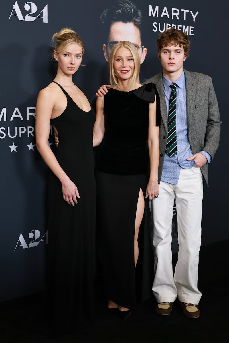 Apple Martin, Gwyneth Paltrow and Moses Martin attend A24's "Marty Supreme" New York Premiere on December 16, 2025 in New York City.