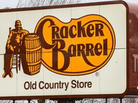 A sign is seen outside of a Cracker Barrel Old Country Store