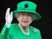 Queen Elizabeth stands on the balcony during the Platinum Pageant, marking the end of the celebrations for the Platinum Jubilee of Britain's Queen Elizabeth, in London, Britain, June 5, 2022.