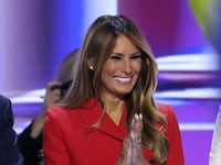 Melania Trump appears alongside Donald Trump at the RNC.