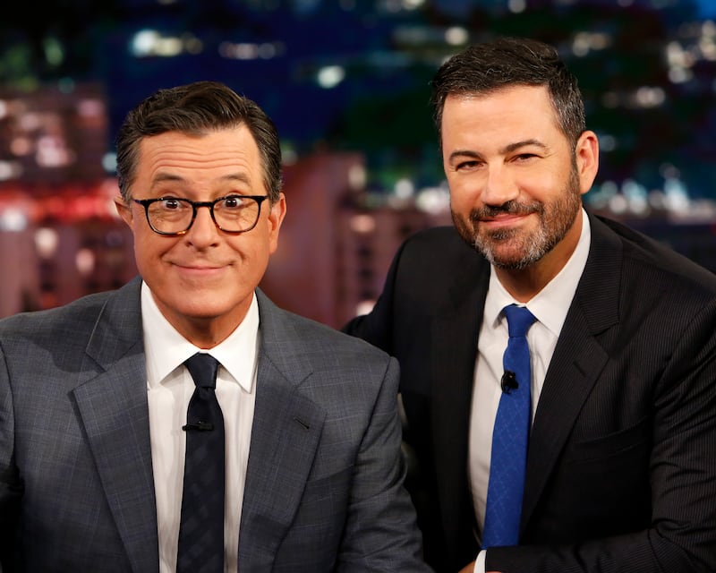 Stephen Colbert and Jimmy Kimmel.