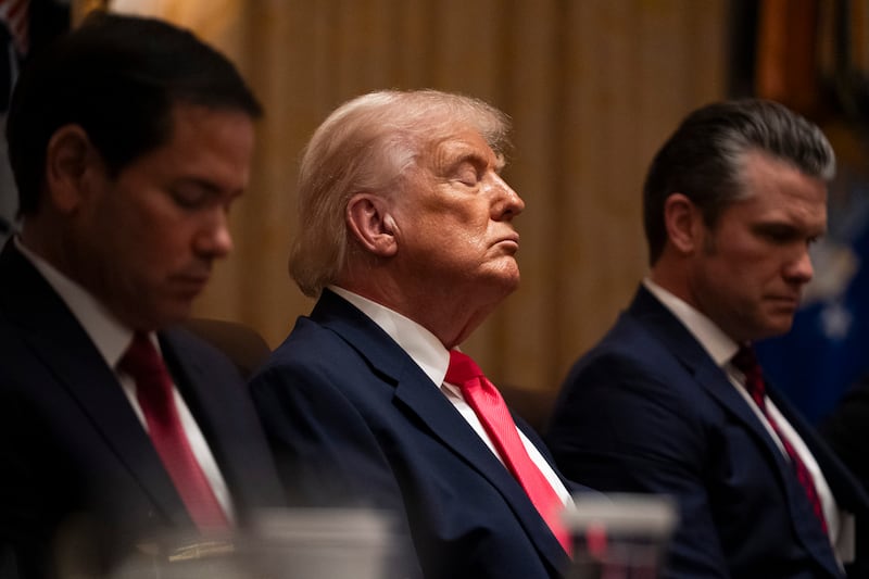 President Donald Trump attends a cabinet meeting at the White House in Washington, DC