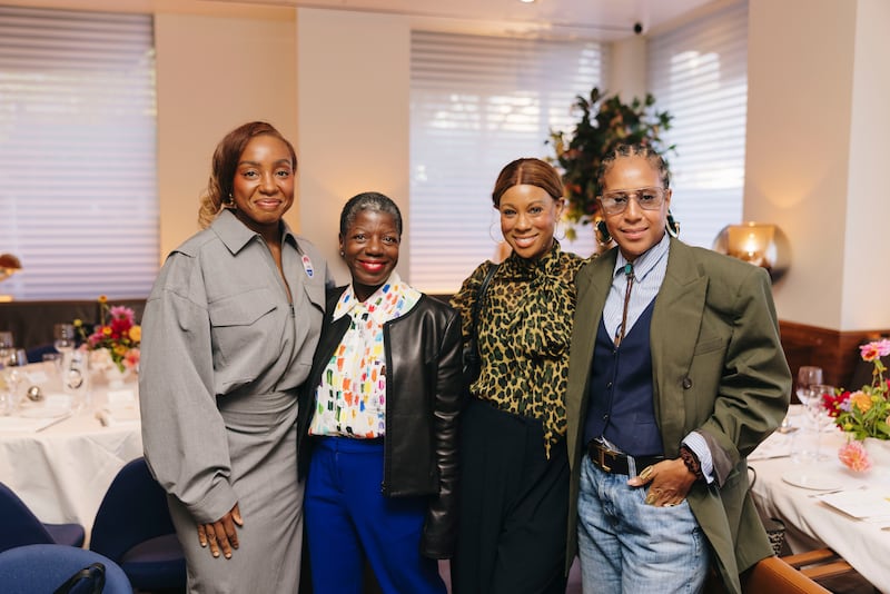 From left: Lindsay Peoples, Thelma Golden, Stephanie Horton and Sade Lythcott pose for a photo during the Power 100 luncheon at Marea on November 4, 2025.