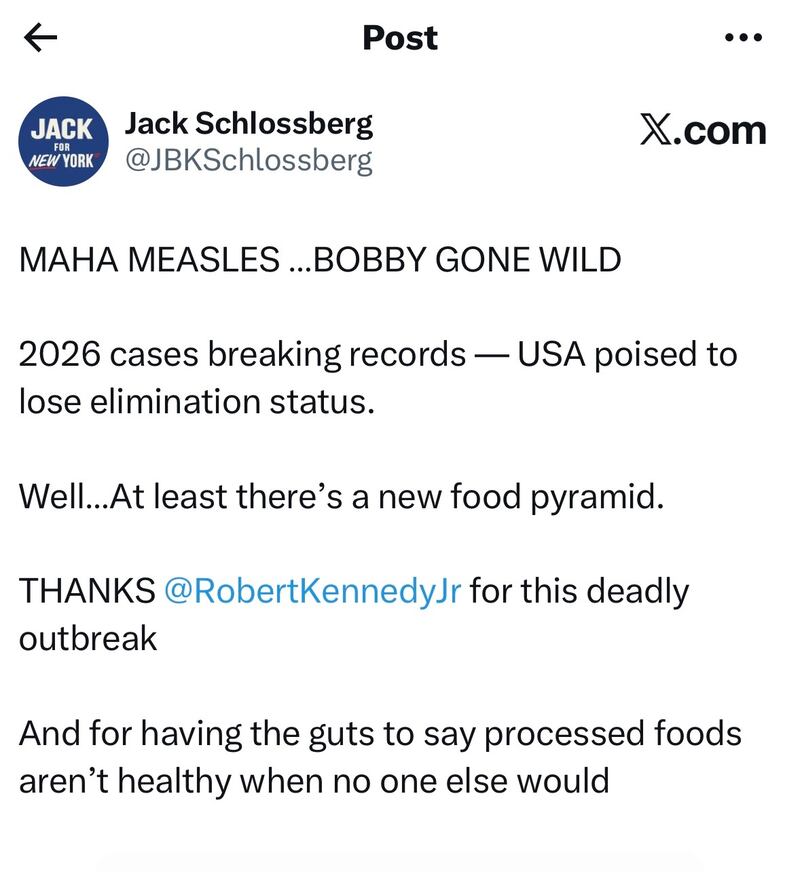 Jack Schlossberg placed the blame squarely on his cousin for the massive measles outbreak.