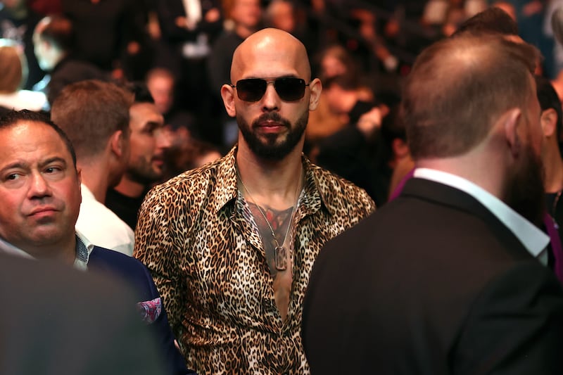 LAS VEGAS, NEVADA - MARCH 08: Influencer Andrew Tate attends UFC 313 at T-Mobile Arena on March 08, 2025 in Las Vegas, Nevada. (Photo by Ian Maule/Getty Images)