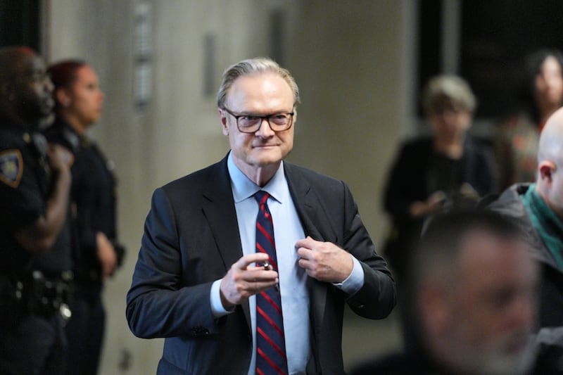 NEW YORK, NEW YORK - MAY 3: Lawrence O'Donnell attends Donald Trump's trial for covering up hush money payments at Manhattan Criminal Court on May 3, 2024 in New York City. Trump was charged with 34 counts of falsifying business records last year, which prosecutors say was an effort to hide a potential sex scandal, both before and after the 2016 presidential election. Trump is the first former U.S. president to face trial on criminal charges. (Photo by Curtis Means-Pool/Getty Images)