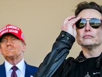 U.S. President Donald Trump and Elon Musk watch the launch of the sixth test flight of the SpaceX Starship rocket on November 19, 2024 in Brownsville, Texas.