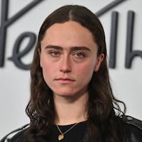 Ella Emhoff stares forward outside an event.