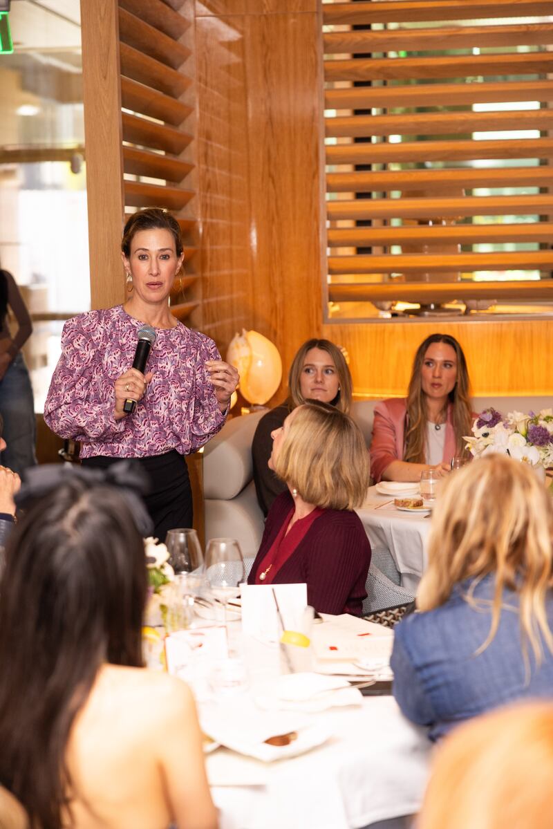 Amazon's Amy Powell speaks during the Power 100 Luncheon at Marea in Los Angeles on February 26, 2025.