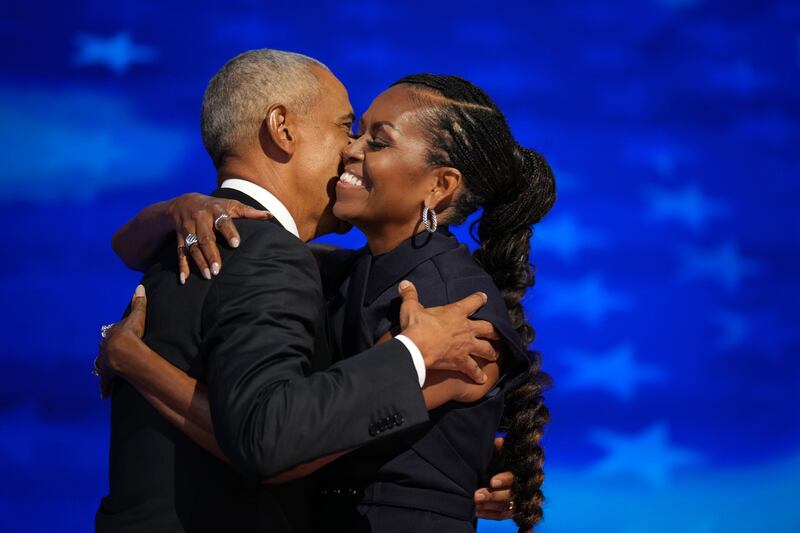 Barack and Michelle Obama at the 2024 Democratic National Convention.