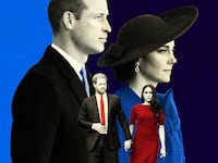 A photo illustration of Meghan Markle, Prince Harry, Kate Middleton, and Prince William.