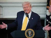 President Donald Trump addresses a meeting of governors at the White House on February 21, 2025 in Washington, DC.