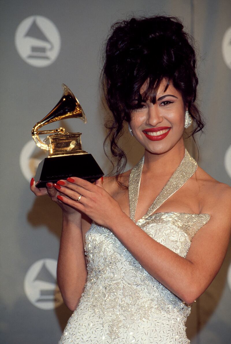 Singer Selena (Quintanilla) receives Grammy Award at The 36th Annual Grammy Awards on March 1, 1994 in New York, New York at Radio City Music Hall.