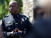 Nashville Chief of Police John Drake speaks at a news conference at the school entrance after a deadly shooting at the Covenant School in Nashville.