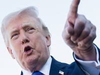 President Donald Trump blasted a Newsmax reporter who was trying to ask him a question about ICE while speaking with reporters before boarding Air Force One at Palm Beach International Airport in West Palm Beach, Florida, on March 23, 2026.