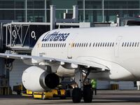 A Lufthansa's aircraft is seen on the tarmac.