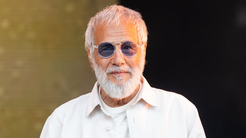 SOMERSET - JUNE 24: Yusuf Islam, also know as Cat Stevens, performs on the Pyramid Stage at Day 5 of Glastonbury Festival 2023 on June 25, 2023 in Somerset, United Kingdom.