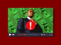 A photo illustration of Kentucky AG Daniel Cameron in a video player.