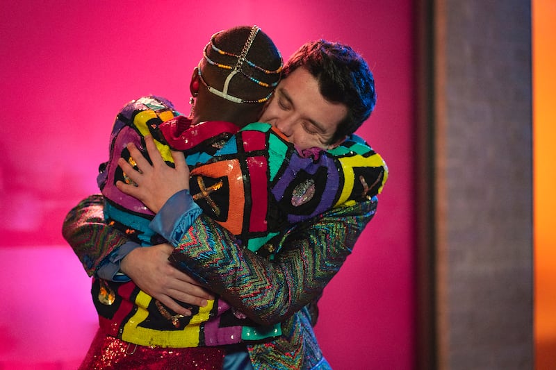 Ncuti Gatwa as Eric and Asa Butterfield as Otis in Sex Education.