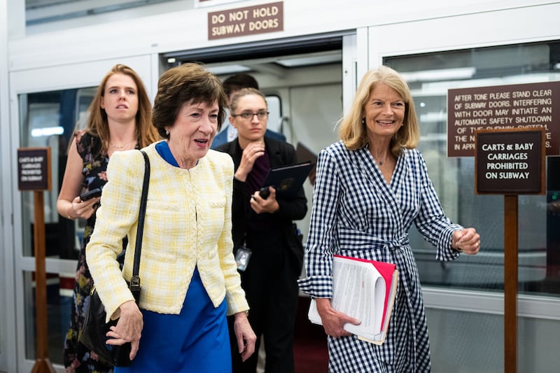 Sen. Susan Collins and Sen. Lisa Murkowski, pictured April 30, were among the senators to sign the letter to Vought.