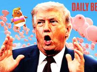 Donald Trump reacts to his bimbo-fied balloon.
