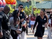 Screenshot of a viral TikTok showing a woman arrested at Disneyland.