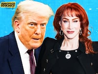 A photo illustration of Donald Trump and Kathy Griffin for the Obsessed podcast.