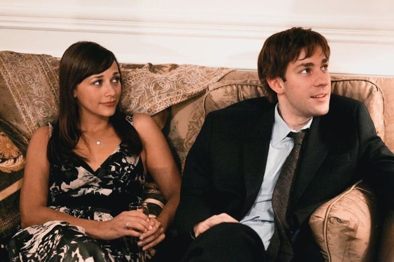 On Season 3 of "The Office," Karen (Rashida Jones) enters a relationship with Jim (John Krasinski).