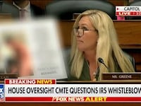 Marjorie Taylor Greene waves around Hunter Biden nudes at a Congressional hearing.