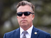 UNITED STATES - APRIL 10: Rep. Andy Ogles, R-Tenn., arrives to the U.S. Capitol before the House passed the budget resolution on Thursday, April 10, 2025. (Tom Williams/CQ-Roll Call, Inc via Getty Images)