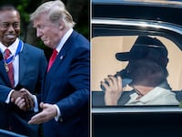 Donald Trump, Tiger woods split image