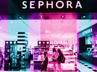 A photo illustration showing tweens in front of a Sephora store.