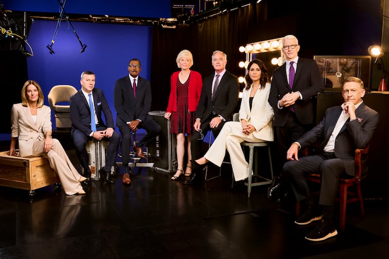 LOS ANGELES - JULY 27: 60 MINUTES Correspondents, Sharyn Alfonsi, L. Jon Wertheim, Bill Whitaker, Lesley Stahl, Scott Pelley, Cecilia Vega, and Anderson Cooper (Photo by Jai Lennard/CBS News via Getty Images)