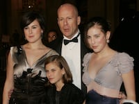 Bruce Willis with daughters Rumer, Tallulah, and Scout.