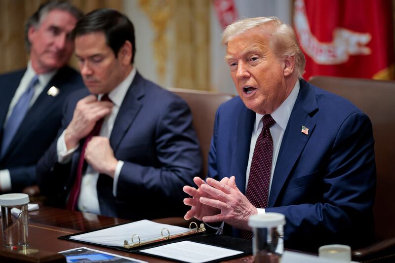 President Donald Trump talks about his crime crackdown during a cabinet meeting with members of his administration.
