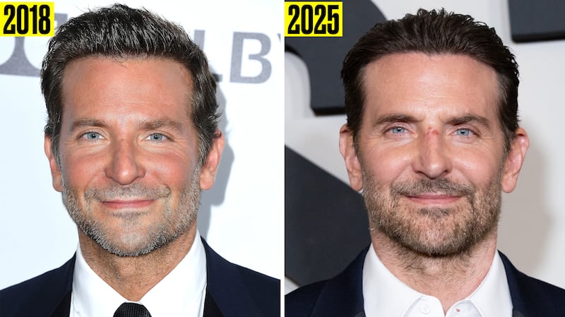 Bradley Cooper in 2018 and 2025
