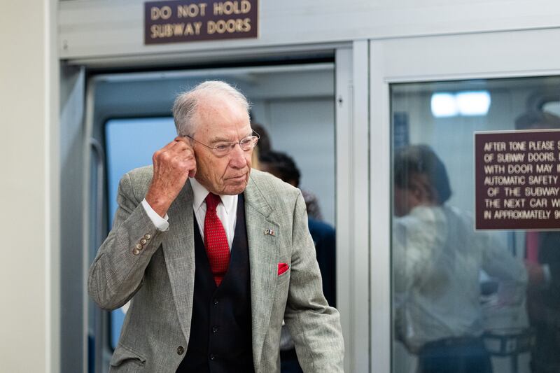 Sen. Chuck Grassley, R-Iowa, arrives in the U.S. Capitol for a vote on Wednesday, July 30, 2025.