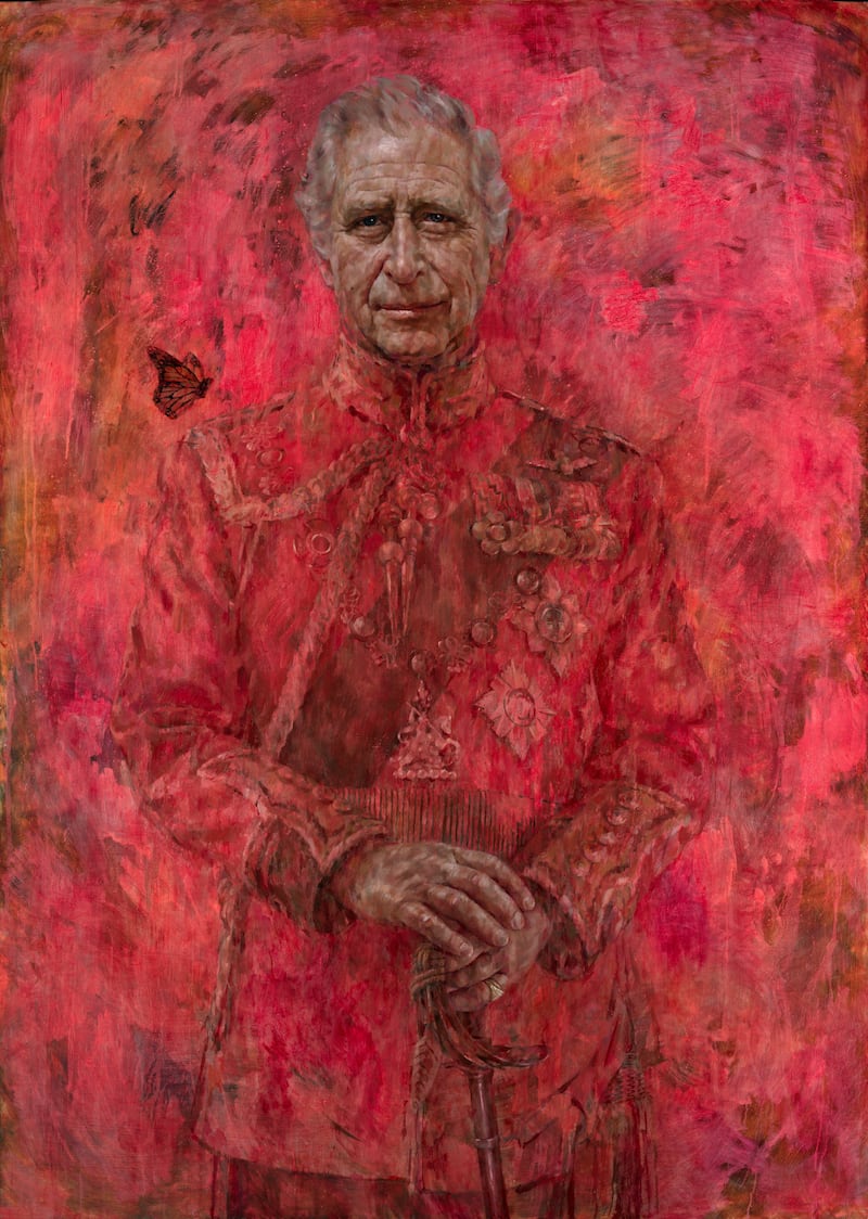 A handout image released on May 14, 2024, shows a portrait of Britain's King Charles by artist Jonathan Yeo.