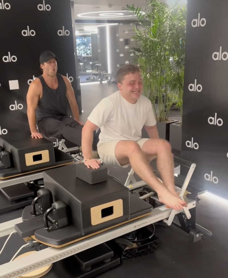 Jake Shane appears flushed and struggling in a 2024 viral video of him working out with A-list actor Glen Powell.
