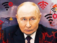 A photo illustration of Vladimir Putin.