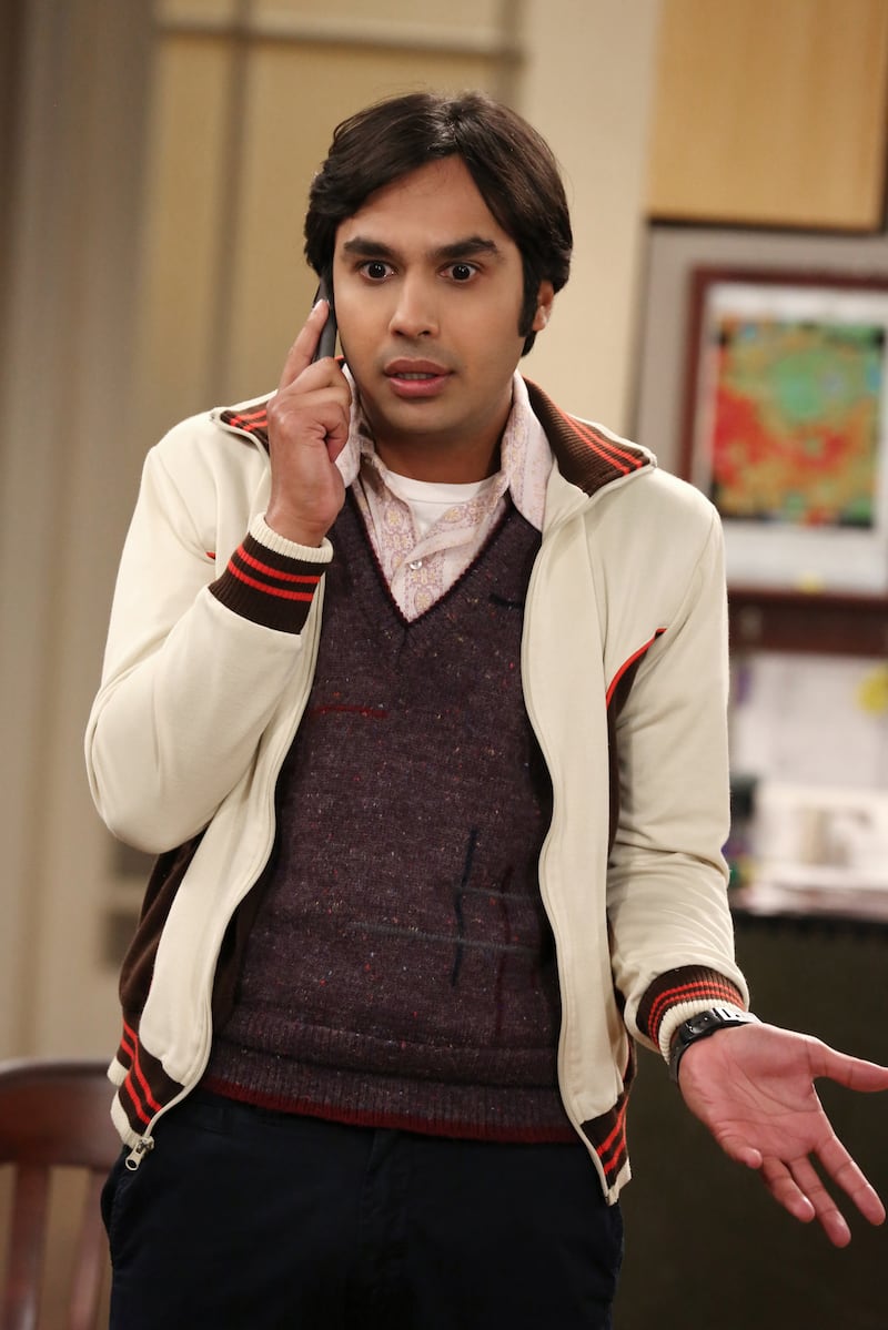 LOS ANGELES - MARCH 31: "The Graduation Transmission" -- Raj (Kunal Nayyar, pictured) pits his parents against each other when his father cuts him off financially, on THE BIG BANG THEORY, Thursday, April 23 (8:00-8:31 PM, ET/PT), on the CBS Television Network. (Photo by Michael Yarish/CBS via Getty Images)