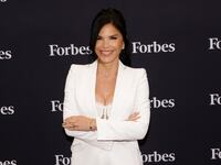 Lauren Sanchez wears a white suit at the 2024 Forbes Power Women's Summit on September 11, 2024 in New York City.