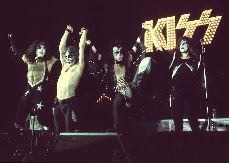 Paul Stanley, Peter Criss, Gene Simmons and Ace Frehley of KISS in London, 1976 (Photo by Chris Walter/WireImage)
