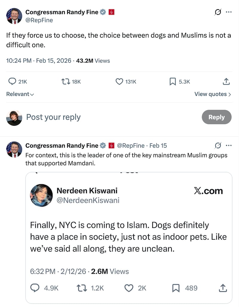 Congressman Fine's appalling tweet.