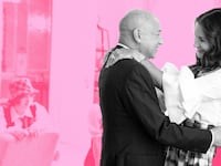 Photo illustration of Charlotte York and Harry Goldenblatt from And Just Like That, the Sex and the City spinoff show.