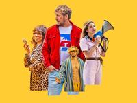 A photo illustration of the cast of The Fall Guy